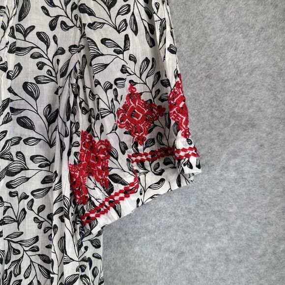 J Jill Prairie Peasant Tunic Top Embroidered Sz S Boho Tassel Tie Cottage Cotton - Picture 9 of 16